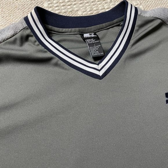 Men’s Starter V Neck Tee Shirt Gray Navy Sz Large - Picture 7 of 7